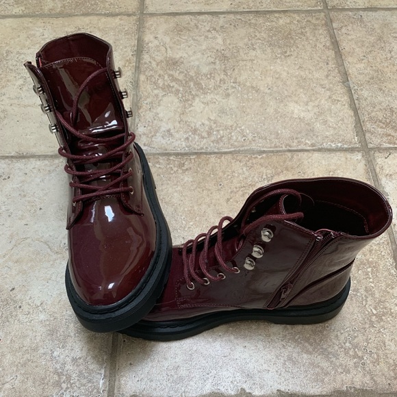 maroon combat boots